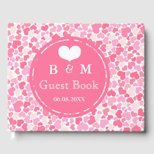 Pink Hearts Motif Mariage personnalisé livre d'or