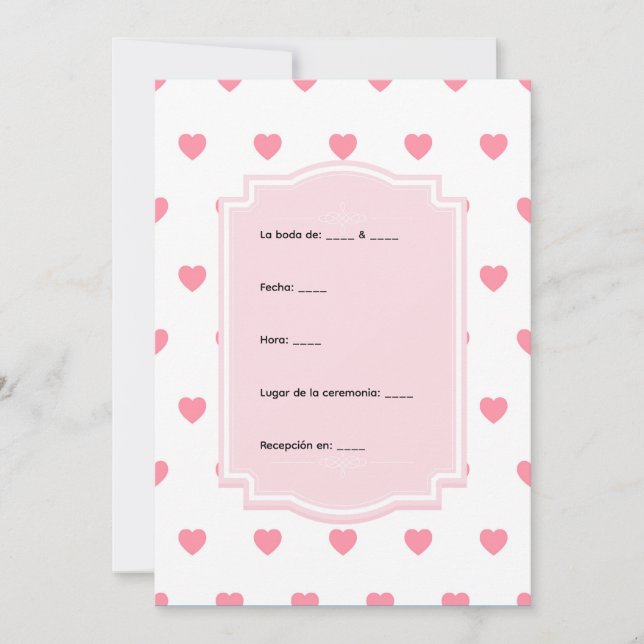 Pink Hearts Pattern Invitation (Devant)