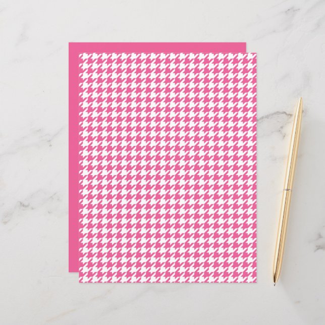 Pink Herringbone Motif Classique Chic Preppy Fun (Devant/Arrière en situation)