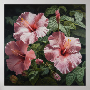 Pink Hibiscus Flower Art Imprimer Poster