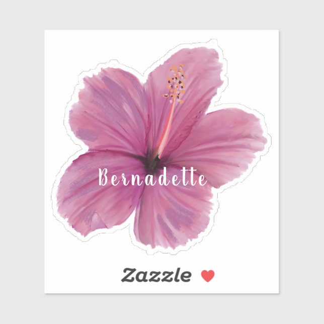  Pink Hibiscus flower name sticker (Feuille)