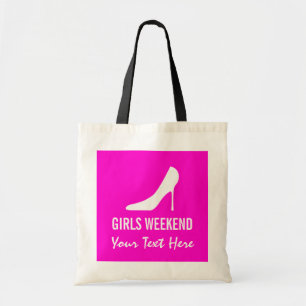 Pink high heel shoes girls weekend tote bag