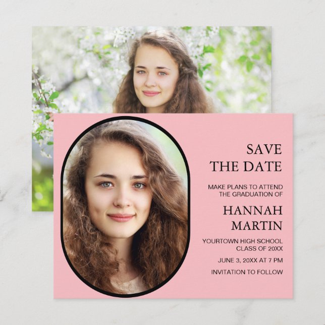 Pink High School Graduation Photo Enregistrer la d (Devant / Derrière)