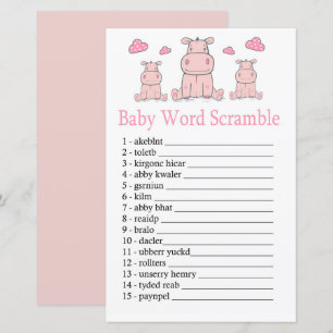 Pink Hippo Baby jeu de mots scramble