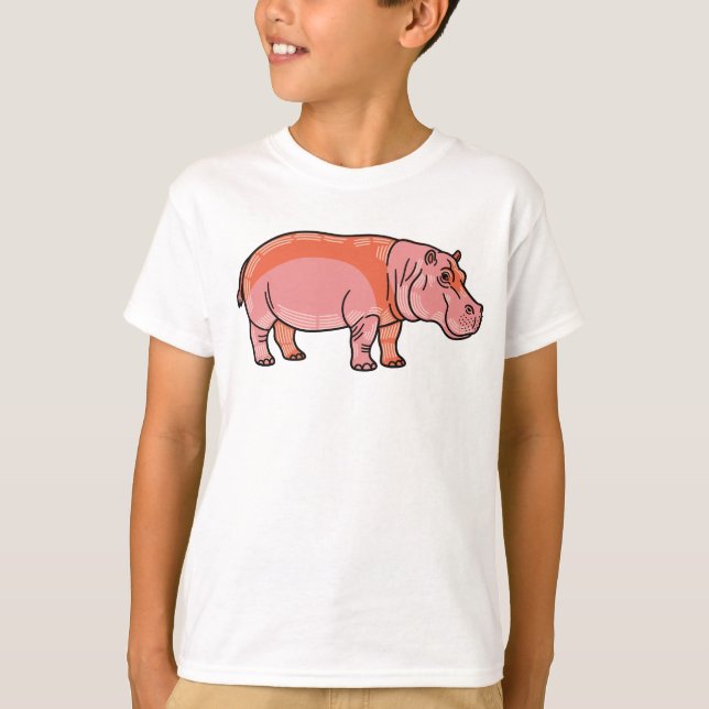 Pink Hippo Kids T-Shirt – Cute and Playful Animal  (Devant)