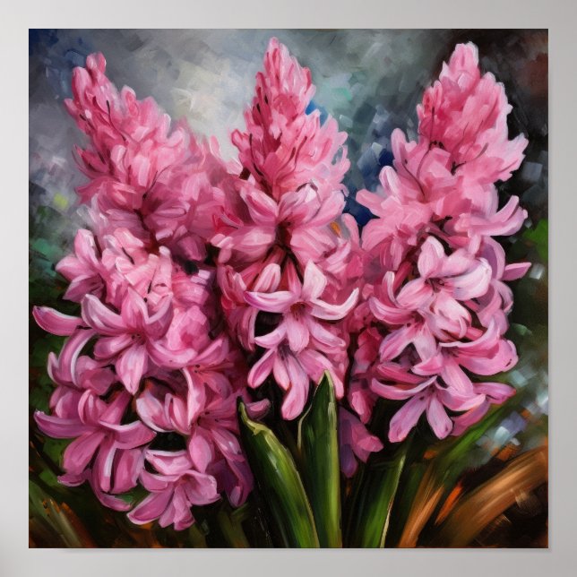 Pink Hyacinth Flower Art Imprimer Poster (Devant)