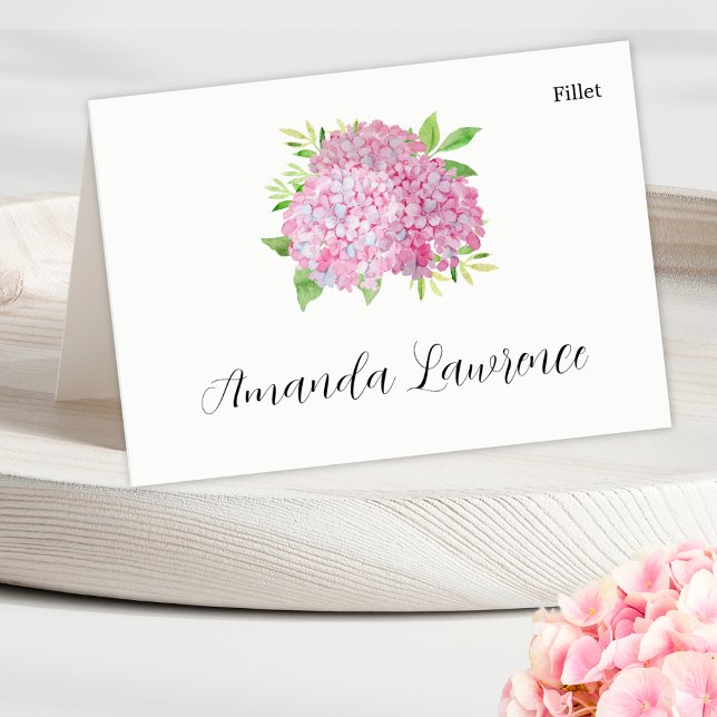 Pink Hydrangea Nom Repas Option Placer les cartes (Créateur téléchargé)