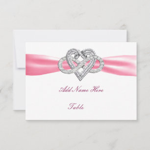 Pink Infinity Heart Mariage Table Carte Place