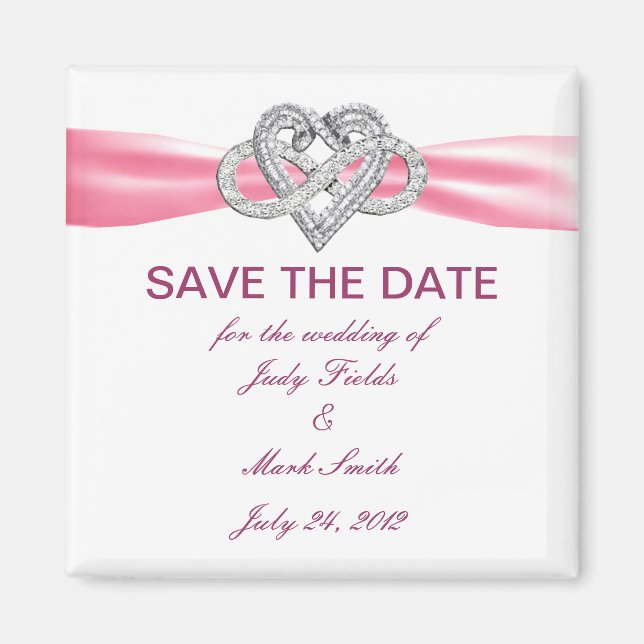 Pink Infinity Heart Save The Date Magnet (Devant)