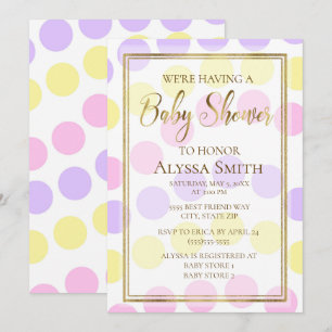 Pink Jaune Purple Pastel Girl Douche Invitation