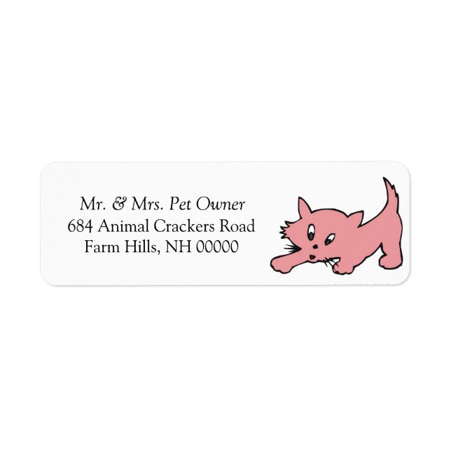 Pink Kitty Adresse de retour Mail Stickers Étiquet (Devant)
