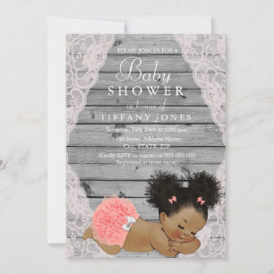 Pink Lace Rustic Baby shower Vintage Invitation