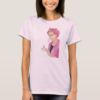 Pink Lady peinture à la main imprimé T-shirt Débar