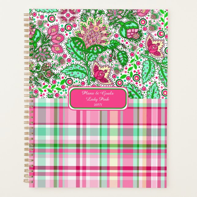 Pink Lady Slipper Plaid Folk Art (Devant)