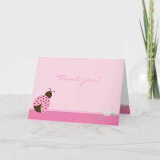 Pink Ladybug avec marguerite FOLDED merci note