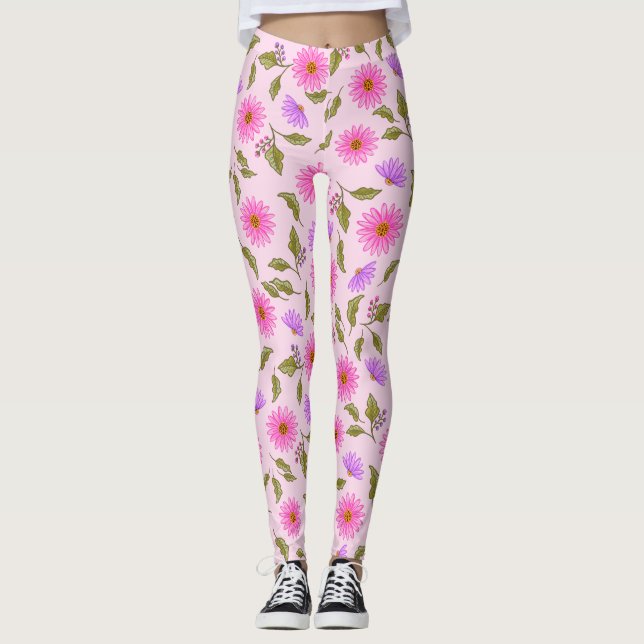 Pink Lavender Lacy Daisy Leggings (Devant)