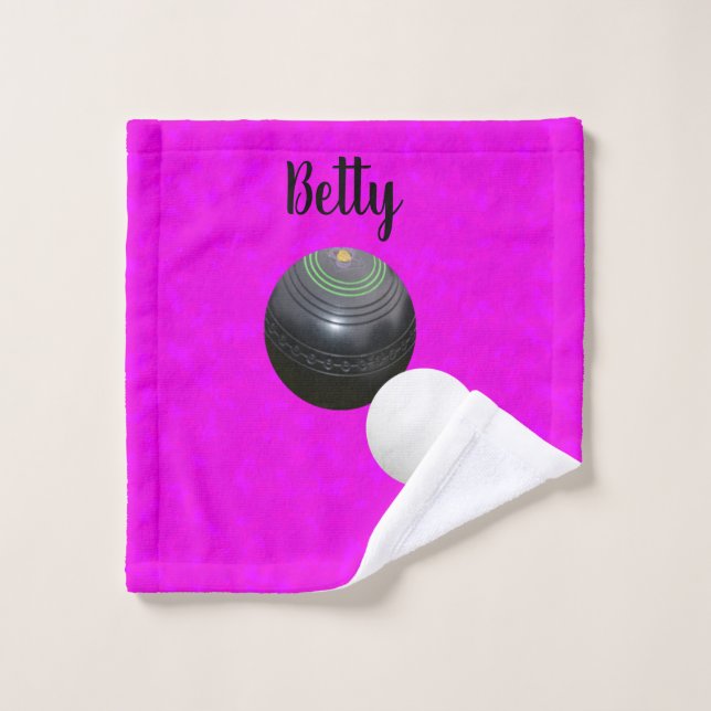 Pink Lawn Bowling Design, Ajouter Nom d'amis, (Gant de toilette)
