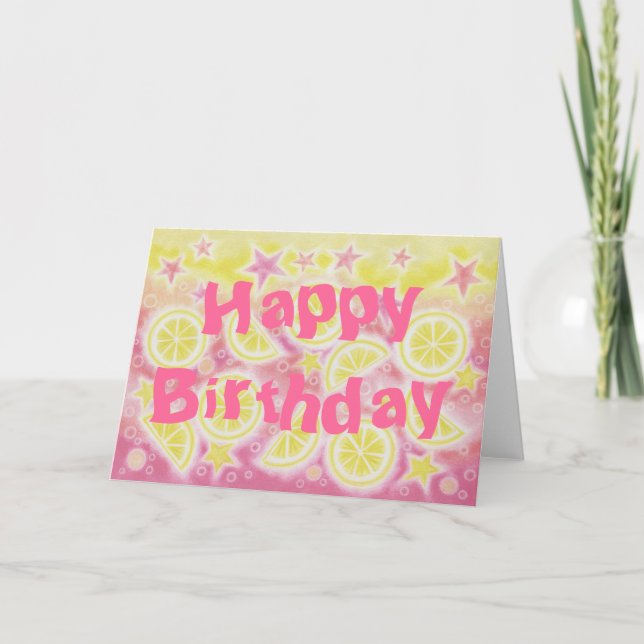 Pink Lemonade 'Happy Birthday' carte texte avant (Devant)