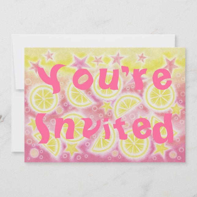Pink Lemonade party invitation rectangle (Devant)