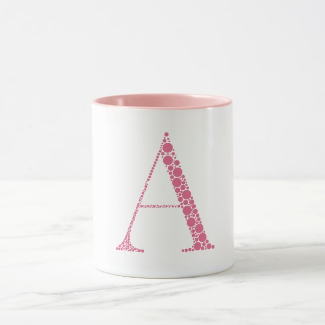 Pink Letter A Mug – Minimal Circle Monogram Design (Centre)