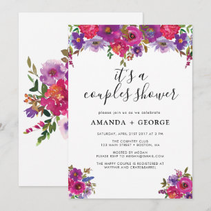 Pink lilac floral Couple douche invitation
