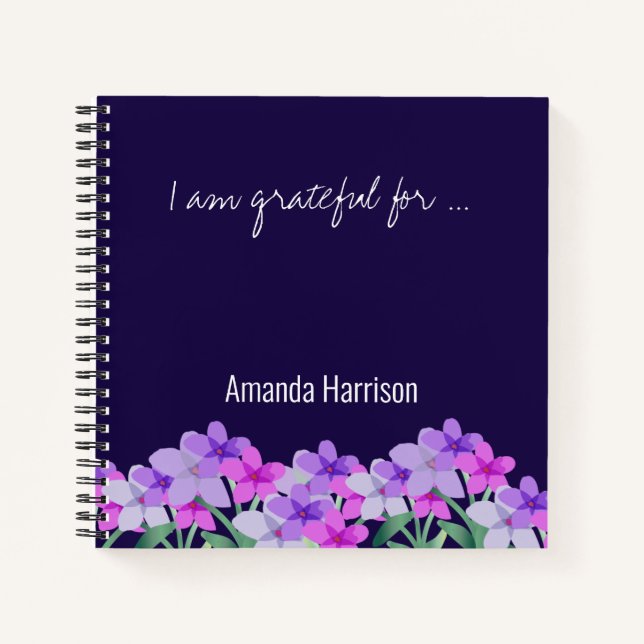 Pink lilas floral Gratitude Journal Personnalisé (Devant)
