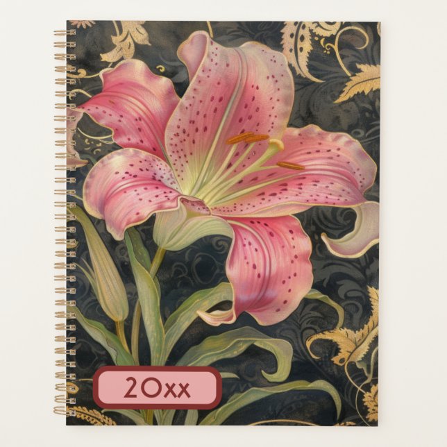 Pink Lily 20XX Classic Spiral Planner Art numériqu (Devant)
