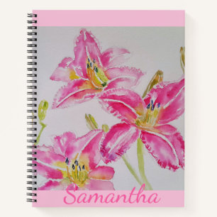Pink Lily aquarelle Carnet de journal floral