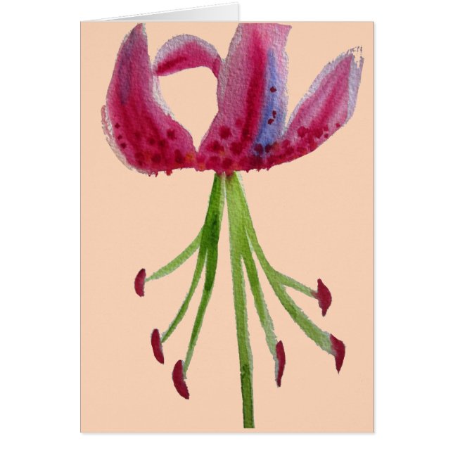 Pink Lily watercolour modern flower floral art (Devant)