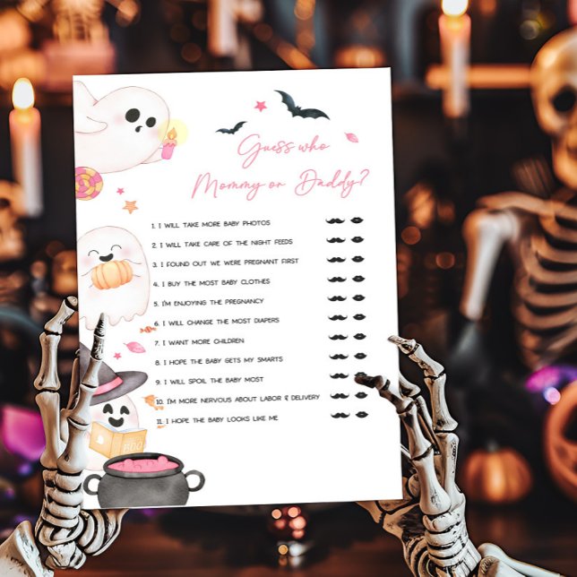 Pink Little Boo Devine qui maman ou papa jeu (Pink Little Boo Baby Shower Guess who Mommy or Daddy Game)