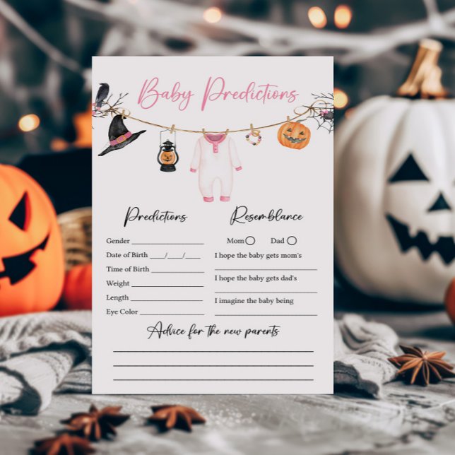 Pink Little Boo Halloween Baby Predictions Jeu (Halloween Baby Clothes Baby Shower Baby Predictions Game)