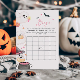 Pink Little Boo Halloween Baby shower Bingo Jeu