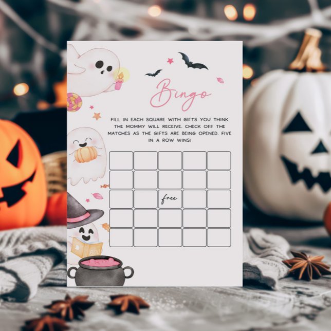 Pink Little Boo Halloween Baby shower Bingo Jeu (Pink Little Boo Baby Shower Bingo Game)