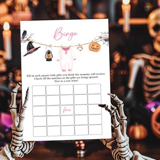 Pink Little Boo Halloween Baby shower Bingo Jeu (Halloween Baby Clothes Baby Shower Bingo Game)
