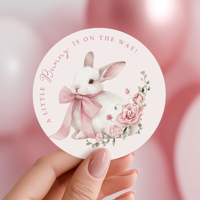 Pink Little Bunny Baby Shower Stickers (Créateur téléchargé)