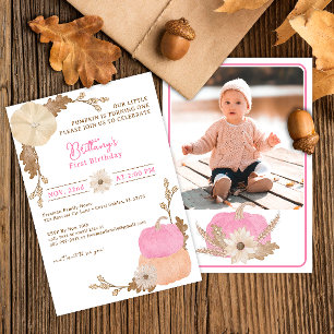 Pink Little Citrouille 1er anniversaire Invitation