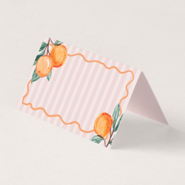 Pink Little Cutie Citrus Party Table Place Cartes (Front)