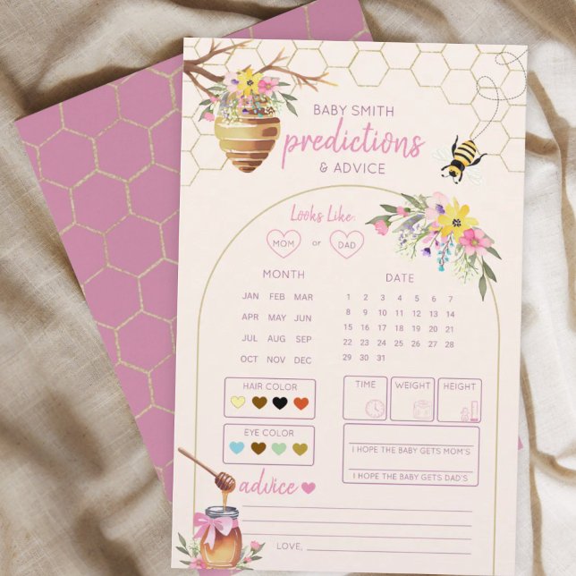 Pink Little Honey Bee Baby Shower Predictions Game (Créateur téléchargé)
