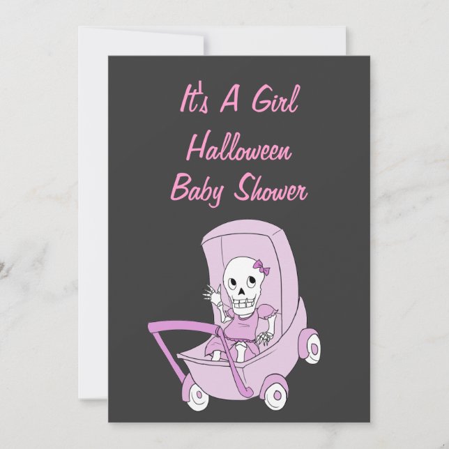 Pink Little Skeleton Baby shower Cartes d'invitati (Devant)
