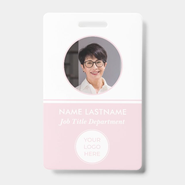 Pink Logo QR Employé ID Badge (Avant)