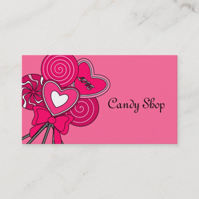 Pink Lollipop Candy Shop Bakery Carte de visite (Devant)