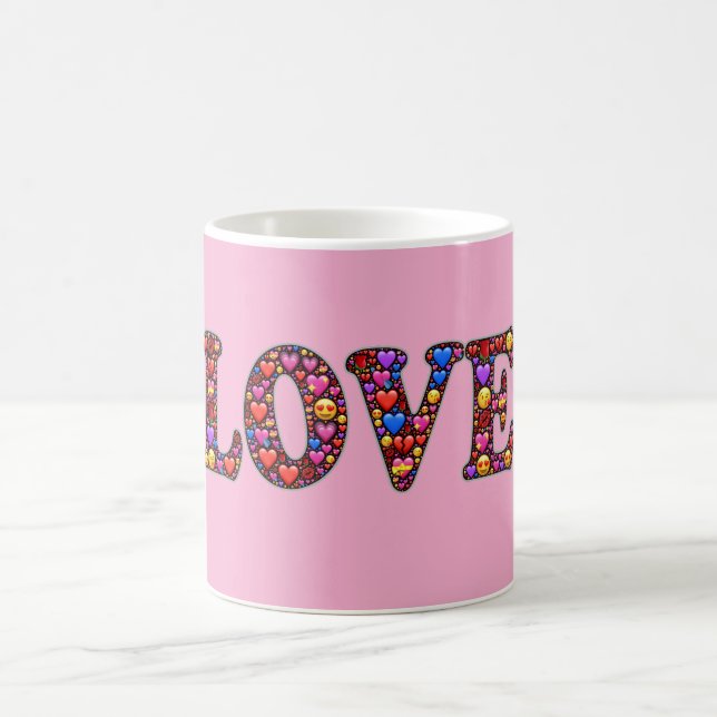 Pink  Love Emoji's Coffee Mug (Centre)