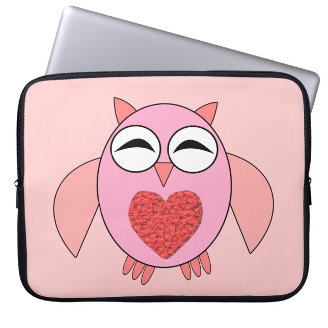 Pink Love Heart Owl Portable Sac (Devant)