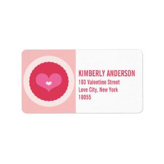 Pink Love Heart Scalloped Circle Étiquettes de adr