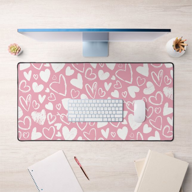 Pink Love Hearts Bureau Mat (Bureau 1)