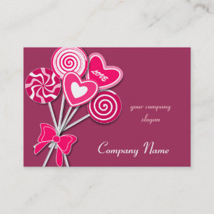Pink love Lollipop Candy Shop Bakery Carte de visi