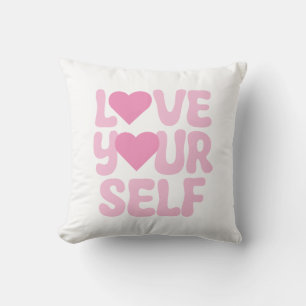 Pink Love Yourself Citations Jeter Oreiller