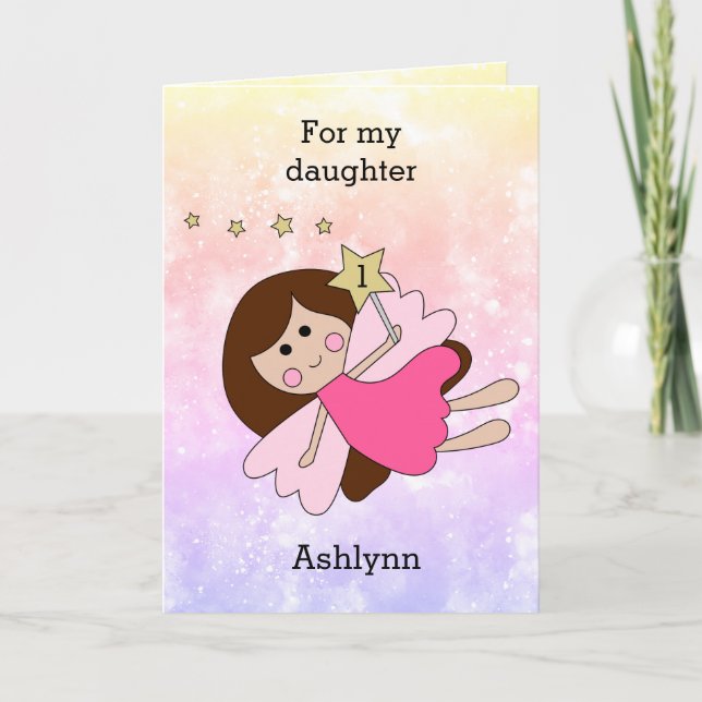 Pink Magic Fairy 1er Anniversaire Carte (Devant)