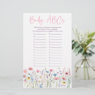 Pink Meadow Fleurs sauvages ABC Baby shower Jeu