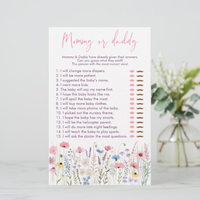Pink Meadow Fleurs sauvages Jeu de douche maman ou (Debout devant)